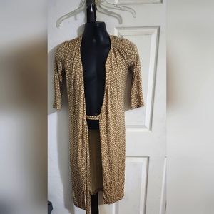 DIANE‎ VON FURSTENBERG Dress Size 4 Tan Print All Over 100% Silk EUC